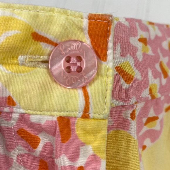 Lilly Pulitzer pineapple print cotton cropped pants yellow & pink 6 - Picture 3 of 11